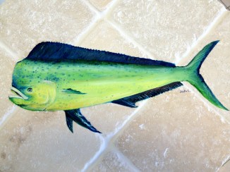 Table top hand painted Mahi Mahi