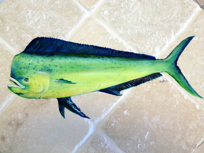 Table top hand painted Mahi Mahi